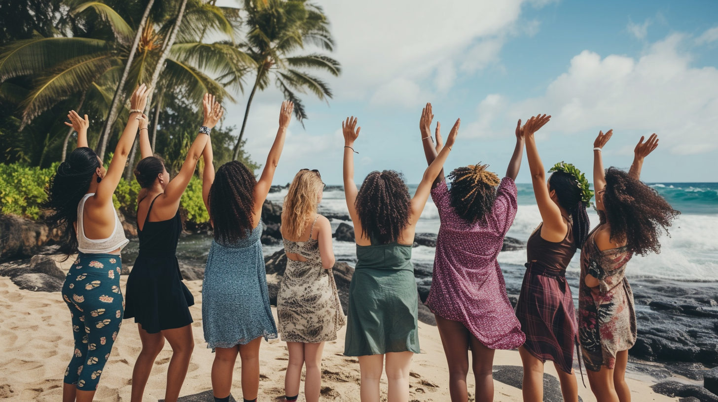 Group of friends living stress free on vacation